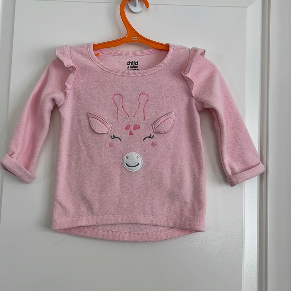 Carter's fleece graphic ruffle top size 18m